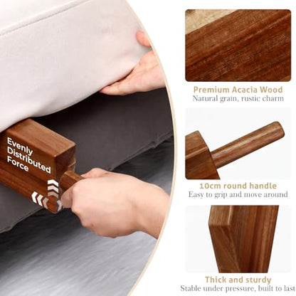 Leinuosen Mattress Lifter & Bed Maker Tool for Changing Sheets, Mattress Wedge Elevator, Bed Sheet Tucking Paddle Effortless Lifting Tuck Sheets Alleviating Back Pain (Acacia Wood,Wood 1)