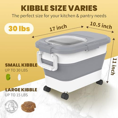 HOYTAMDA 20-30Lbs Collapsible Rice Container,Food Storage Containers Wheels