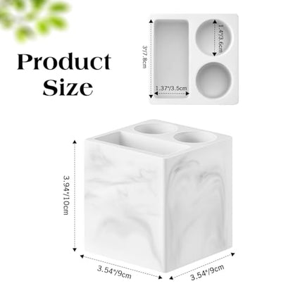 Luxspire Toothbrush Holder, 3 Slots, Marble White | Diatomite, Fast Drying, Toothbrush Holders for Bathroom, Toothbrush and Toothpaste Holder for Countertop