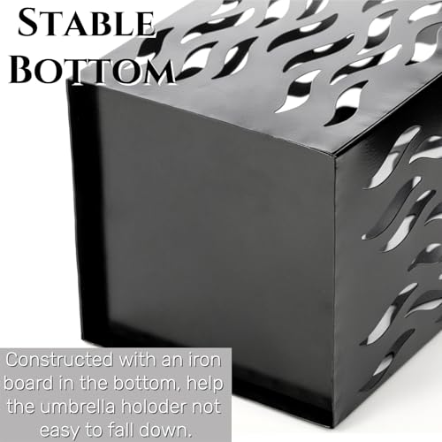 Noamus Metal Umbrella Holder, Heavy Square Canes Walking Sticks Stand Rack, Freestanding Rain Collection Umbrella Organizer, Black Umbrella Storage Bin for Entryway, Home, Office, 6.1"x6.1"x15.7"