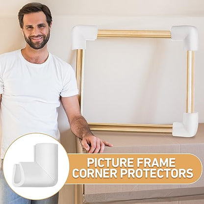 Frienda 12 Pcs Foam Corner Protectors for Moving TV, Packing Corner for Art | Picture Frame Edge Protectors for Shipping, U Shaped Channel Design, Easy Installation, 3.94 x 3.94 x 1.38 Inches
