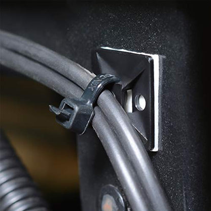 200pcs 3/4" Back-Glue Self Adhesive Black Strong Cable Zip Tie Mounts with 8" Ties, Screws, UV Protection Outdoor Sticky Wire Fasteners Cable Clips Management Anchors Organizer Holders Squares