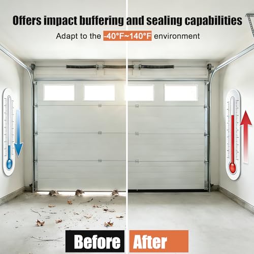 Garage Door Seals Bottom Rubber – 16.5FT EPDM Weatherproof Seal with Pre-Drilled Aluminum Track Retainer Kit, Fits 8-20FT Doors, Rodent Proof, Noise Reducing (1.57" Width, Black)