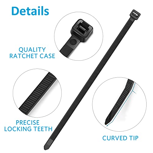 Zip Ties 12 inch, Black Zip Ties 1000 pack, 40lb, Cable Ties, Self-locking Wire ties for indoor and outdoor use, by Tantti