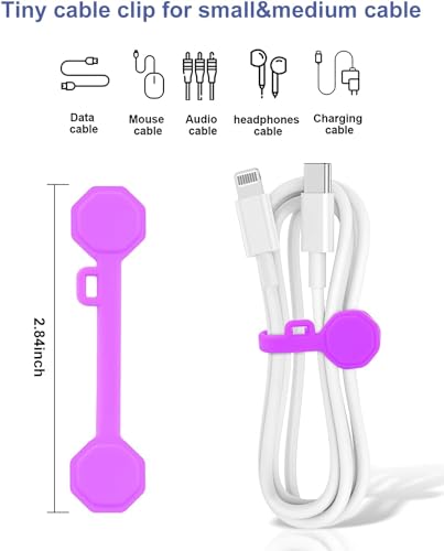 12 PCS Silicone Magnetic Cable Ties, Reusable cord Organizer clips | magnet cord holder for phone charging, compatible with USB/lightning cables, bookmarks, whiteboard magnets, fridge magnets