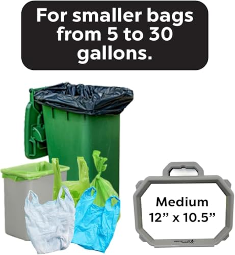 Medium SnapRing Trash Bag Holder | Portable Garbage Opener Frame for 5–30 Gallon Grocery Recycling Bags, Indoor Cleanup Organizer
