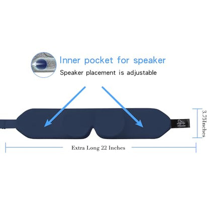 ALASKA BEAR Bluetooth Eye Mask and Sleep Headphone w/Thin Speakers, Comfortable Flat Earphones for Sound Therapy (Navy)