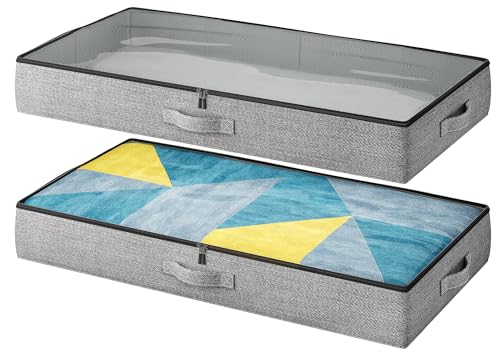 2-Pack Under Bed Storage Containers, 4.5 Inches Ta... (2 Count | Grey | Linen)