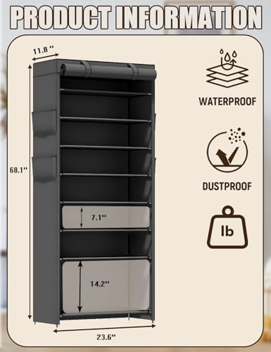 Shoe Rack with Covers - 9 Tiers Tall Shoe Rack Organizer Large Capacity Shoe Shelf Lightweight, and Space-Saving Shoe Rack is Perfect for Storing Shoes in Garages, Hallways, and Balconies