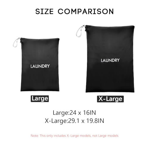 XL Travel Laundry Bag, Washable Dirty Clothes Travel Bag Waterproof Wet Dry Bags Reusable Camp Clothes Organizer for Sports Home College Dorm Laundromat (1 Pcs) Black