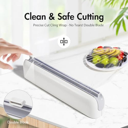 Aluminum Foil & Plastic Wrap Dispenser with Cutter - Easy One-Hand Operation, Space-Saving Kitchen Organizer for Worktops & Cabinets, Magnetic Cling Film Dispenser - Fits 12" Rolls, Gray