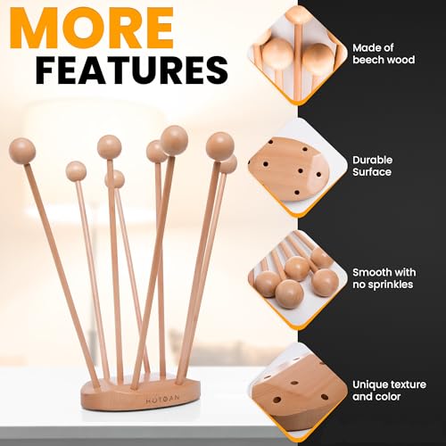 Beech Wood Plastic Bag Drying Rack | Reusable Dryer Holder Rack for Ziplock Bags, Gloves, and Bottles | Easy Assembly with 8 Removable Dowels | Durable and Space-Saving Design for Kitchens