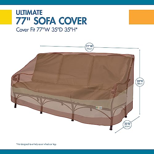 DUCKCOVERS Ultimate Patio Sofa Cover, 77"W x 37"D x 35"H, Mocha Cappuccino, Outdoor Sofa Cover