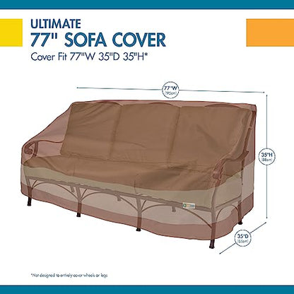 DUCKCOVERS Ultimate Patio Sofa Cover, 77"W x 37"D x 35"H, Mocha Cappuccino, Outdoor Sofa Cover