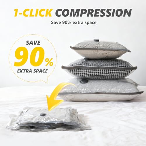15 Pack Travel Vacuum Bags with Electric Pump, 70KPa Vacuum Storage Bags for Clothing, Reusable Space Saver Bags for Suitcase, Travel & Home Storage, Plaster White