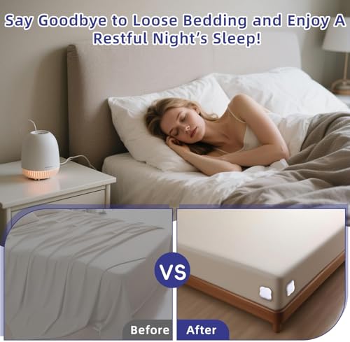 4Pack Bed Sheet Holders for Corners,Fitted Sheet Holders for Secure Grip | Kalolary Lock Bed Sheet Grippers Keep Sheets Firm & Tight, Heavy-Duty Grip Sheet Clips Fit All Sheet Sizes, Easy Installation