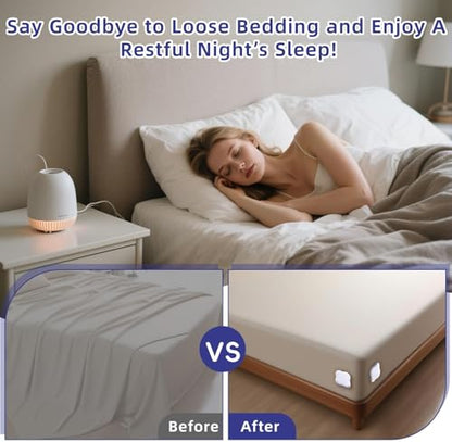 4Pack Bed Sheet Holders for Corners,Fitted Sheet Holders for Secure Grip | Kalolary Lock Bed Sheet Grippers Keep Sheets Firm & Tight, Heavy-Duty Grip Sheet Clips Fit All Sheet Sizes, Easy Installation