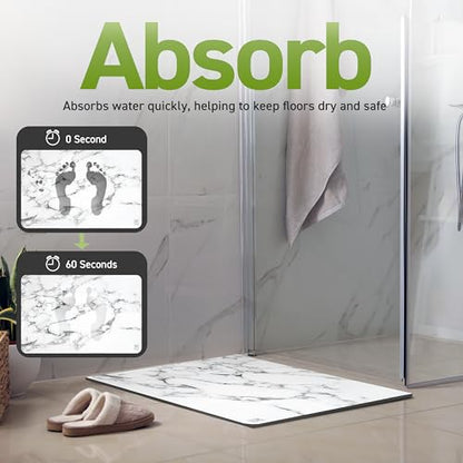 Stone Bath Drying Mat | Diatomaceous Earth Shower Mat | Non-Slip | Super Absorbent | Quick Drying | Bathroom Floor Mat, Natural, Easy to Clean (Onyx Marble, 23.5" x 15.25")