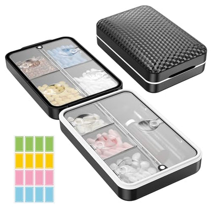 Restree Weekly Pill Organizer 8 Compartment, [Triple Seal Magnetic Lock] Travel Pill Case with Labels & Inner Lid, Moisture Proof for Vitamins, Fish Oil, Supplements, Daily Meds – 7+1 Large (Black)