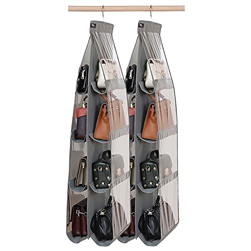 Purse Organizer - 2 Pack, Purse Hanger、 Heavy Duty、Purse Organizer for Closet、Thicken Metal Hooks,Hand Bag Storage Organizer、Purse Organizer, Grey