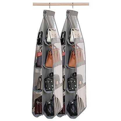 Purse Organizer - 2 Pack, Purse Hanger、 Heavy Duty、Purse Organizer for Closet、Thicken Metal Hooks,Hand Bag Storage Organizer、Purse Organizer, Grey