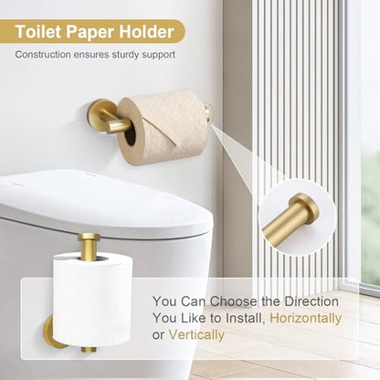 5 Piece Bathroom Accessories Set Brushed Gold Bathroom Hardware Set 23.6 Inch Bath Towel Bar Set SUS304 Stainless Steel Towel Rack Set