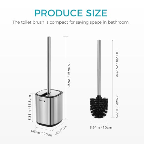 Toilet Brush Holder Set Toilet Bowl Brush Stainless Steel Automatic Open lid Toilet Bowl Cleaner Brush with Durable Bristle Head Toilet Cleaning Brush for Bathroom