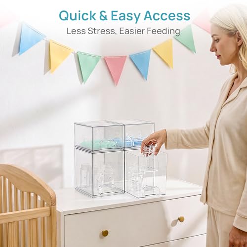 Vtopmart 4 Pack Baby Bottle Organizer Set, Stackable Storage Drawers Ideal for Kichen Countertop, Vanity, Bathroom, Cabinet, Pantry Organization
