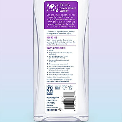 ECOS® Hypoallergenic Dish Soap, Natural Lavender, 25 Fl Oz (Pack of 2)