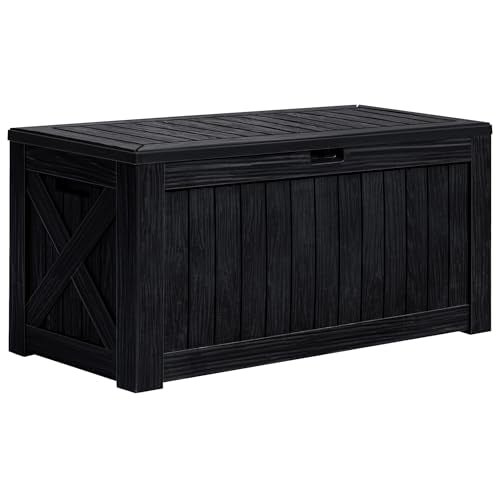 120 Gallon Deck Box, Resin Outdoor Storage Contain... (Black | Resin)