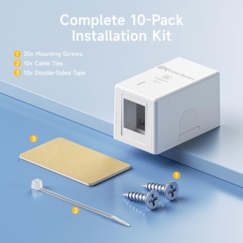 [UL Listed] Cable Matters 10-Pack 1-Port Keystone Surface Mount Box, White | Keystone Jack Surface Mount Box