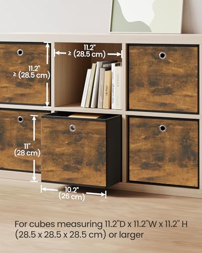SONGMICS Storage Cubes, Foldable Fabric Storage Bins, Set of 6 | SONGMICS Storage Cubes, 10.2x10.2x11 Inches, Rustic Brown, URFB126B01