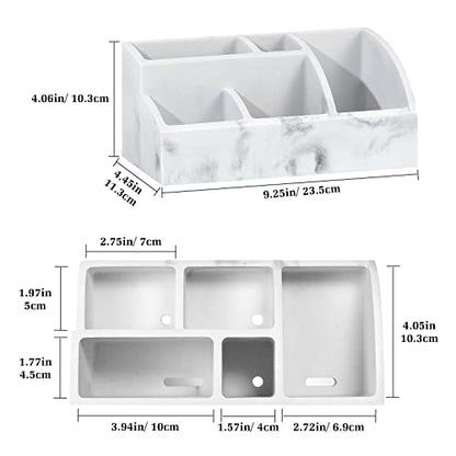 Luxspire Bathroom Counter Organizer, 5 Slots, Gravel White | Toothbrush Holder for Bathroom, Marble Bathroom Accessories for Toothbrush Toothpaste