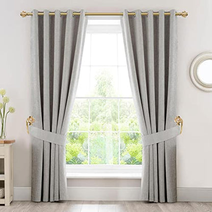 Gold Curtain Holdbacks, Decorative Drapery Tiebacks, 2 Pack/1 Pair | Curtain Hooks for Drapes, Wall Mounted, Vintage Crystal Finials, Durable Metal Material, Size: Small(3.95" L x 3.4" W)