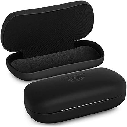 SunGlasses Case - Vegan Leather Sunglass Holder with Mesh Foam to Cradle Sunglasses Securely - Hard Eyeglass Case with Metal Construction - Designed by Optical Professionals
