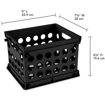 Sterilite Mini Crate, Stackable Storage Bin with Handles, Black, 12-Pack | Small Plastic Storage Containers, Open Top Organizer Bins for Home, Garage, Office, Classroom, Dorm, Desk & Crafts