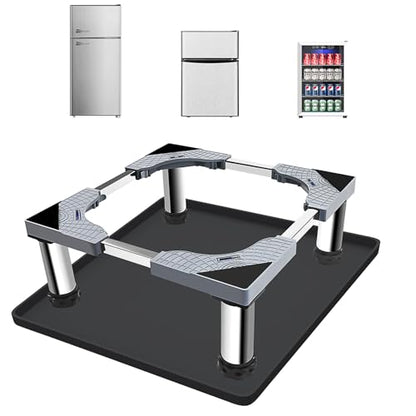 Mini Fridge Stand with Silicone Mat, 7"-8.5" Adjustable Hight | Small refrigerator stand with 4 stainless steel feet, air flow, no water pooling, portable washer & dryer pedestal