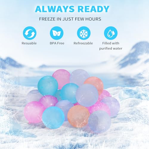 Reusable Ice Cubes for Coolers, Color-Changing, Round, 300 Pack | BPA-Free Plastic Ice Cubes, Fake Ice Look, Won't Dilute Flavor, Refreezable, Storage Bag, Whiskey Coffee Bars, Party Drinks