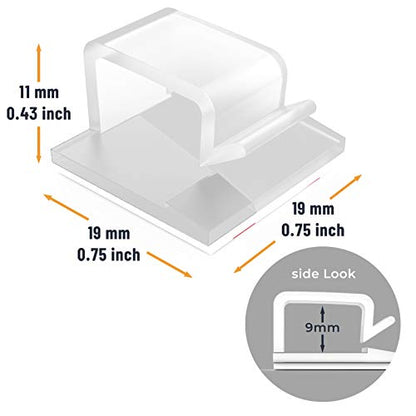 Cable Clips with Strong Self-Adhesive, XIAOXI R Shape Cable Management TV PC Wire Holder Sticky Tidy and Organizer Cord and Wires - 40 Pcs (Clear)