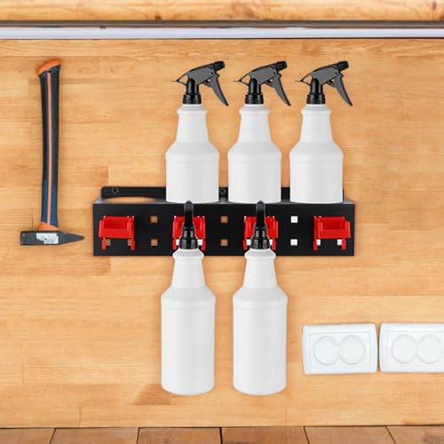 MOLIGOU 2 Pcs Spray Bottle Holder Wall Mount, Detailing Bottle Organizer, Spray Bottle Rack with 4 Holes and 4 Hooks