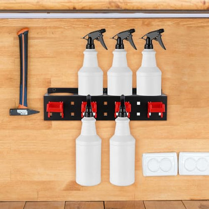 MOLIGOU 2 Pcs Spray Bottle Holder Wall Mount, Detailing Bottle Organizer, Spray Bottle Rack with 4 Holes and 4 Hooks