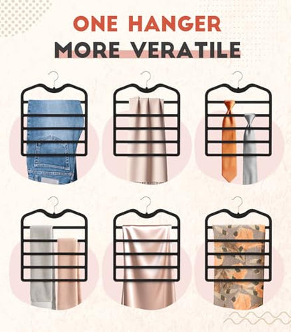 Pants Hangers Space Saving,3 Pack Velvet Short Neck Pants Hangers,5 Tier Space Saving Velvet Hanger,Closet Organizers and Storage Dorm Room Essentials for College Students Girls Guys Holds Pant,Jean