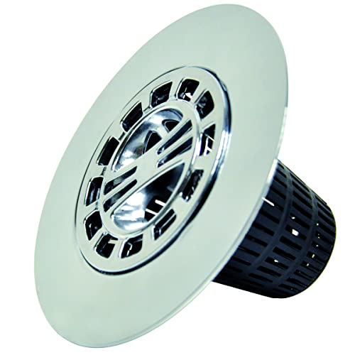 Danco 10529P Chrome Shower Drain Hair Catcher for Stand-Alone Shower, 3-inch Shower Drain Hair Trap, Includes 5 Replacement Baskets, Shower Strainer