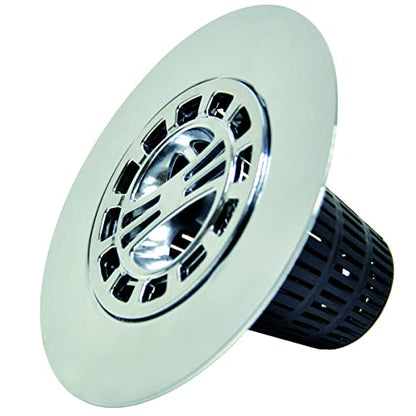 Danco 10529P Chrome Shower Drain Hair Catcher for Stand-Alone Shower, 3-inch Shower Drain Hair Trap, Includes 5 Replacement Baskets, Shower Strainer