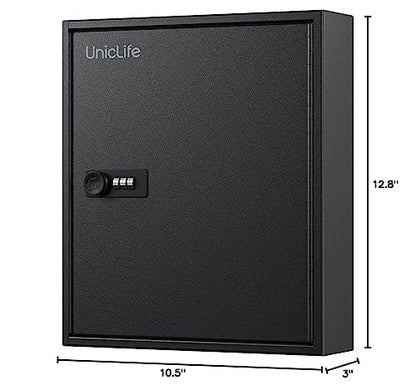 Uniclife 60 Position Slotted Key Cabinet with Combination Lock Resettable Black Digital Security Storage Box Steel Key Organizer with Slotted Racks White Key Tag Labels and Permanent Pen