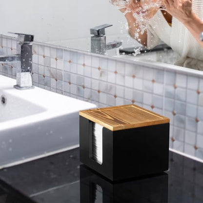 Disposable Face Towel Holder Box - Wood Facial Container Compatible with Clean XL - Towel Storage Makeup Organizer for Vanity, Bathroom Organization (Excluding Facial Towels)