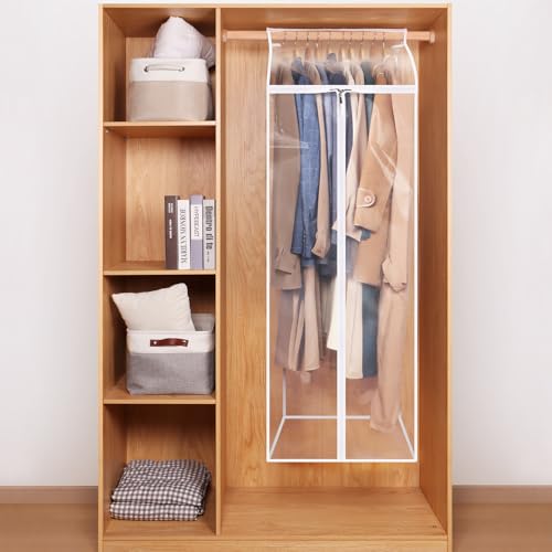 Zilink Dress Bags for Hanging Clothes Clear Garment Rack Cover 60 in, 2Pack | Dustproof, Breathable, Hanging Garment Bags for Storage for Coats, Long Dress, Gown Storage