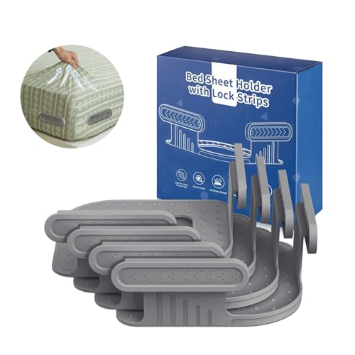 Upgraded Sheet Fasteners with Sheet Locks – Thickened and Reinforced Sheet Fasteners, 4 Pcs, Easy to Install, Suitable for All Mattresses, Reusable