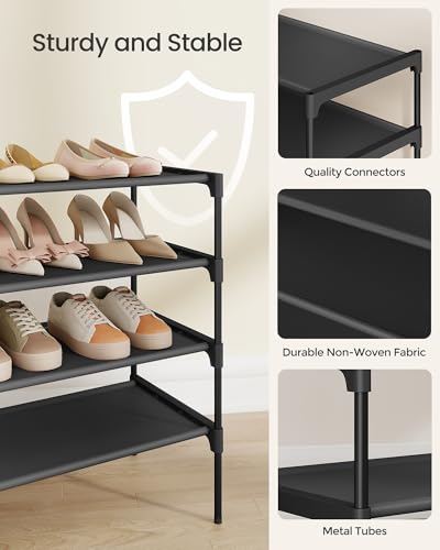 SONGMICS Shoe Rack, Space-Saving, Entryway, Metal Frame | Space-Saving Shoe Storage Organizer, Non-Woven Fabric Shelves, ULSH024BH01