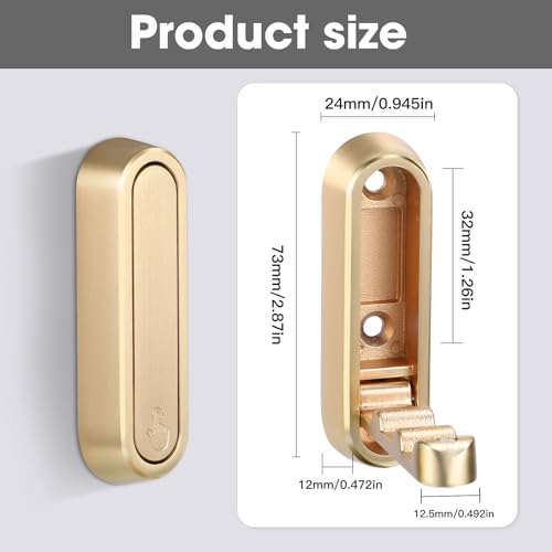 Foldable Wall Hook, Gold, 4 Pack, Screw Mounted, Heavy Duty Coat Hooks | 90° Foldable Design, Wall Mounted, Zinc Alloy, Flip-Down Design, Includes Screws And Anchors, For Bedroom, Entryway, Closet